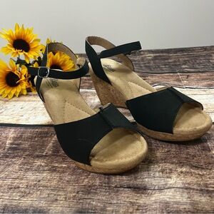Black Wedge Cork Sandals by Bass are in like new condition. Size 8